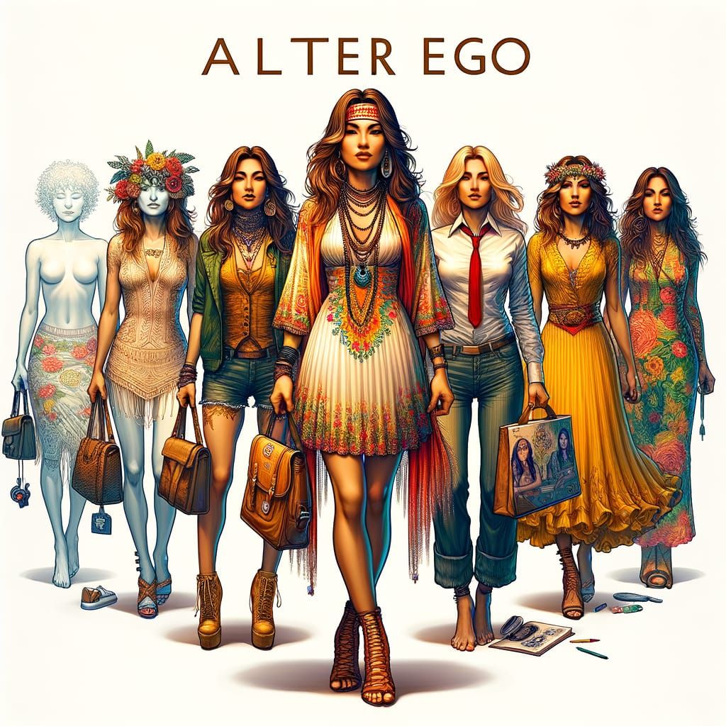 Modern Book Cover Art: Latina Woman Embodies Her Alter Egos