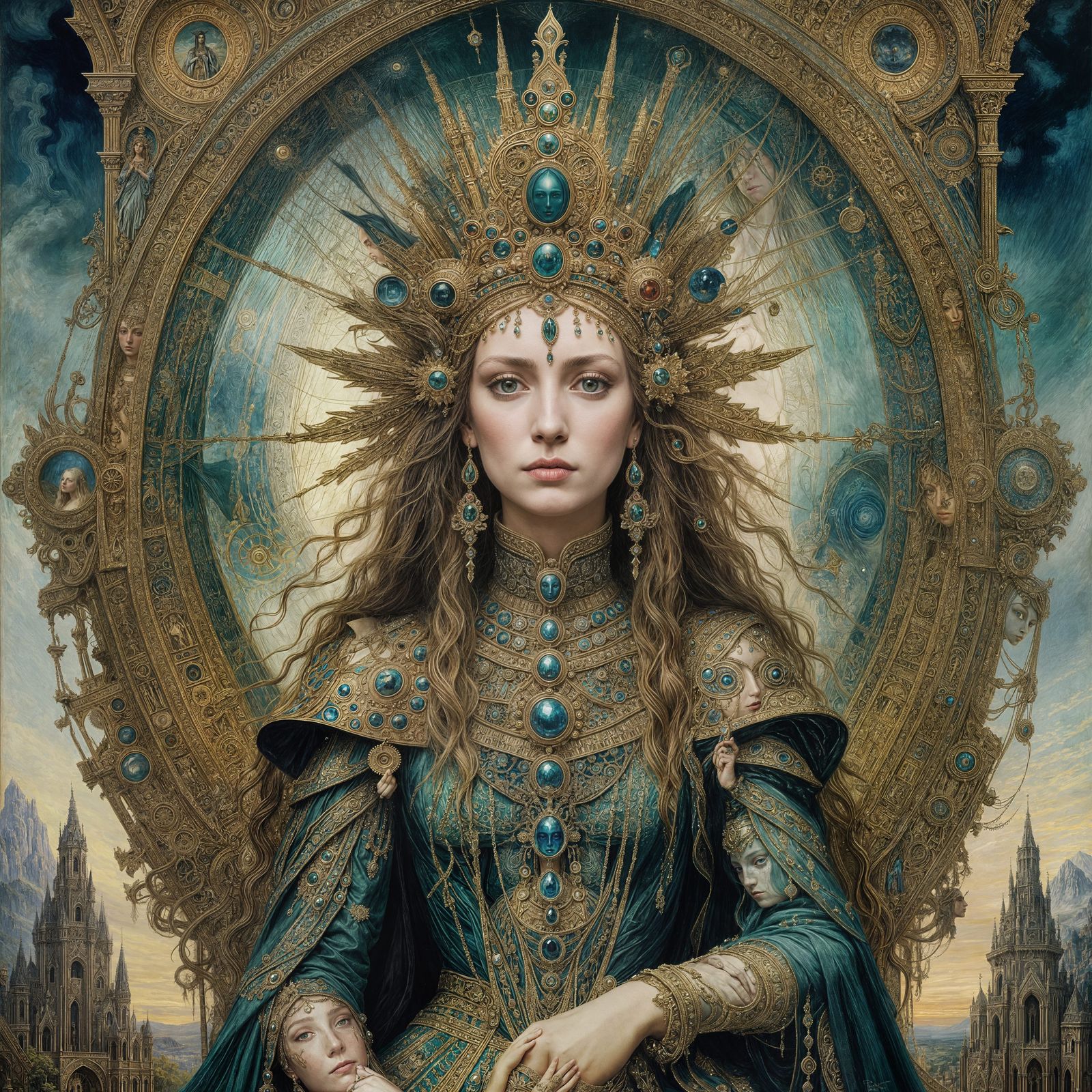 Mystical Queen Portrait in Symbolist Style