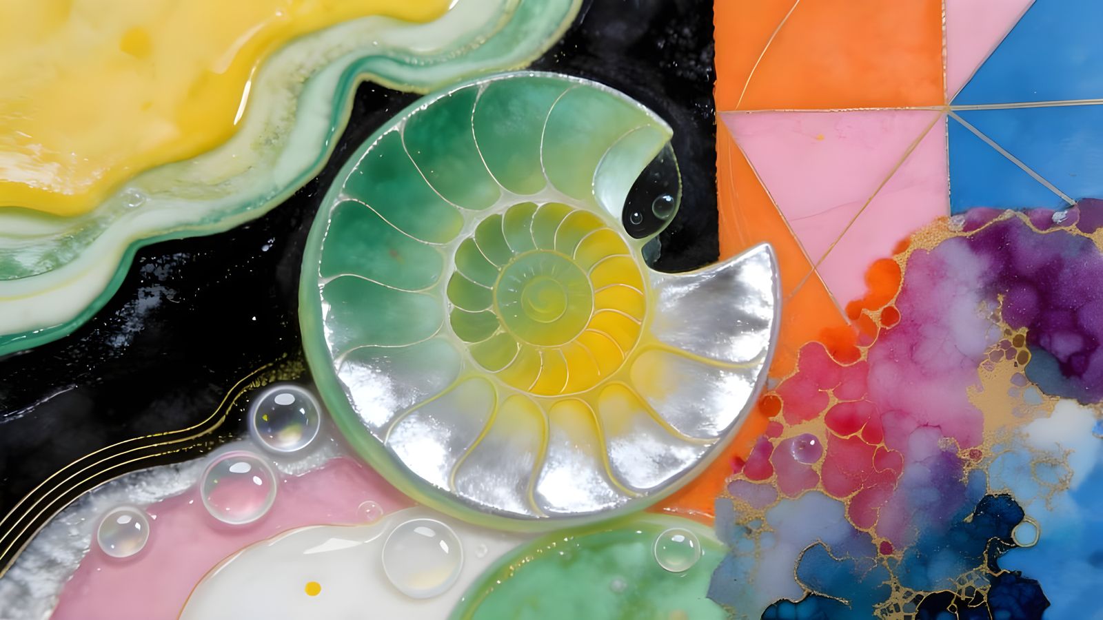 Vibrant Encaustic Painting with Colorful Swirls