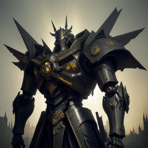 Majestic Gothic Mecha in Ruined Cathedral