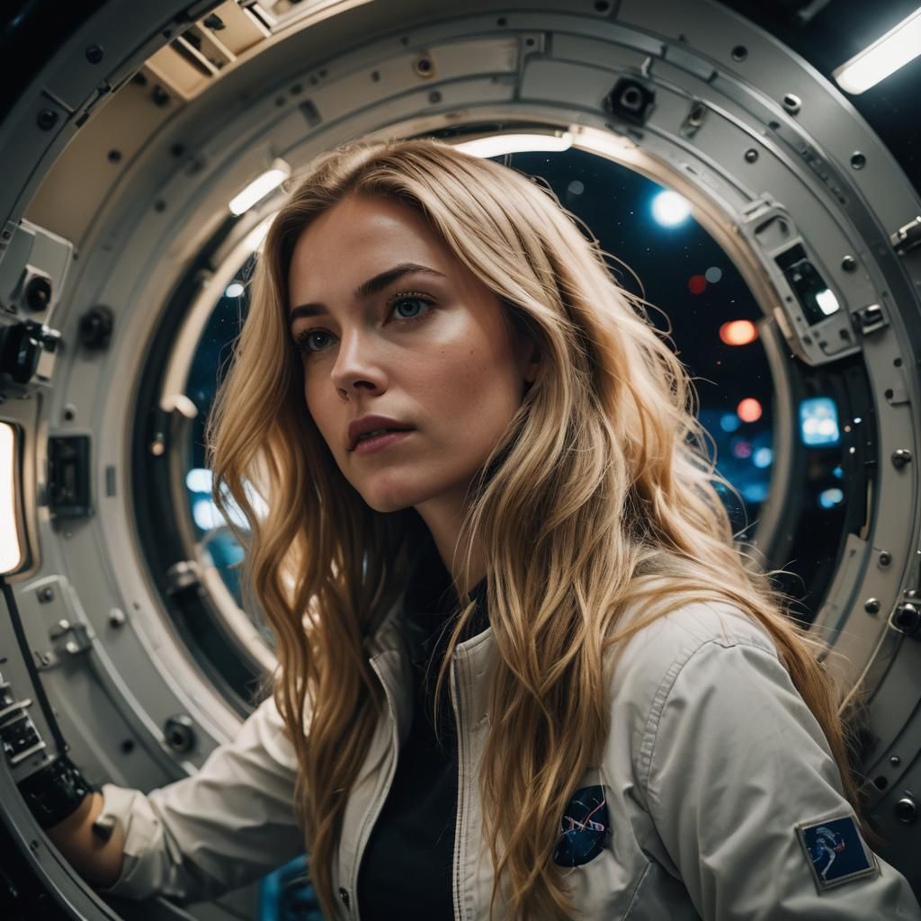 Astronaut Observes Earth in Cinematic Film Still