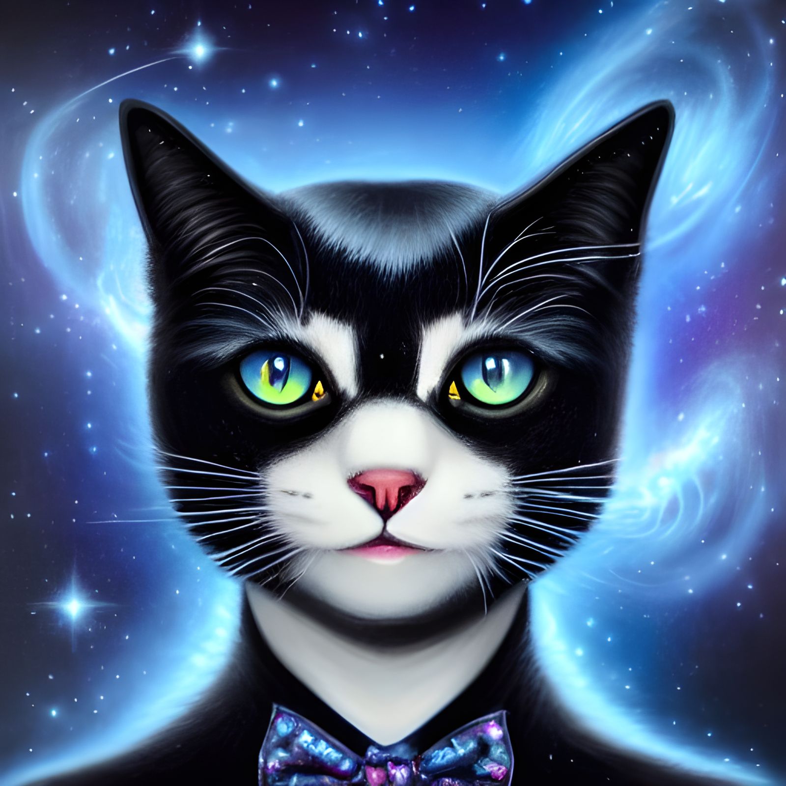 Humanoid Space Cat in Suit as Digital Art