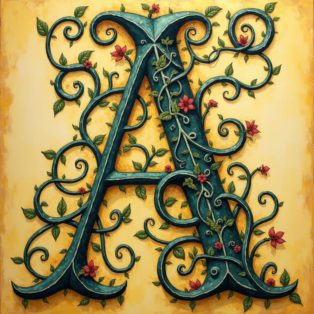 Ornate Letter A in Celtic Knotwork Style