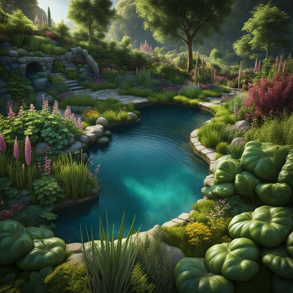 Natural Swimming Pool in a Vegetable Garden