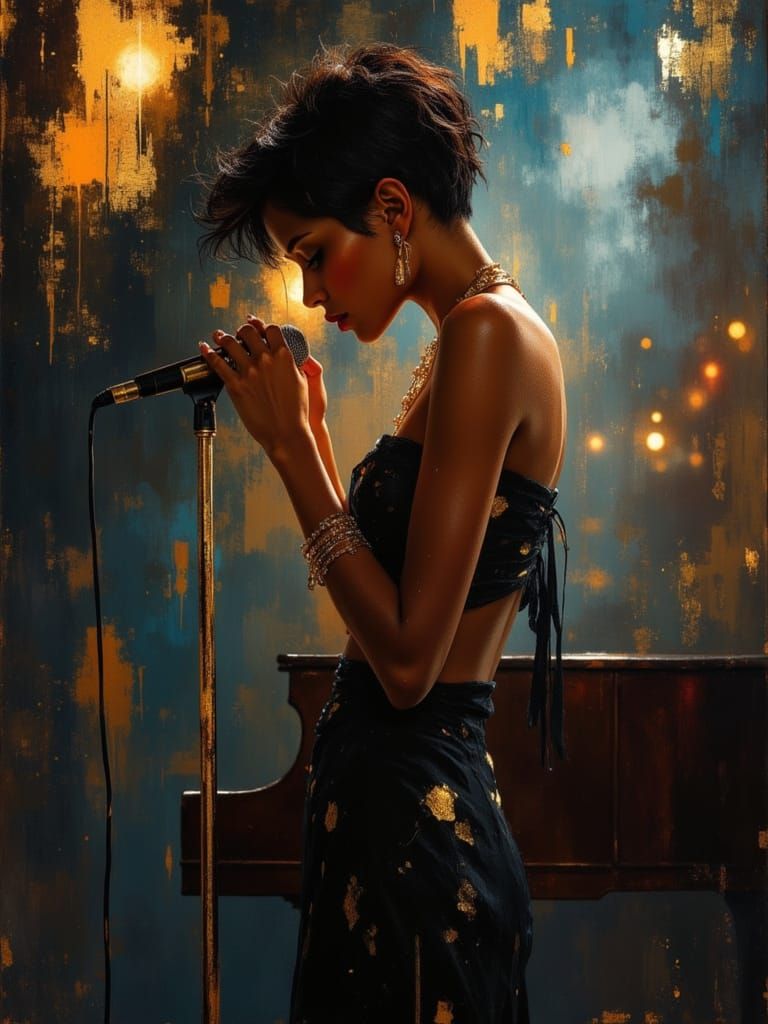French Creole Singer in Smoky Jazz Lounge