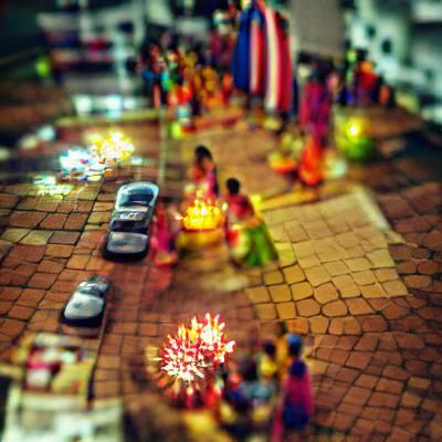 Tilt-Shift Deepavali Night Scene