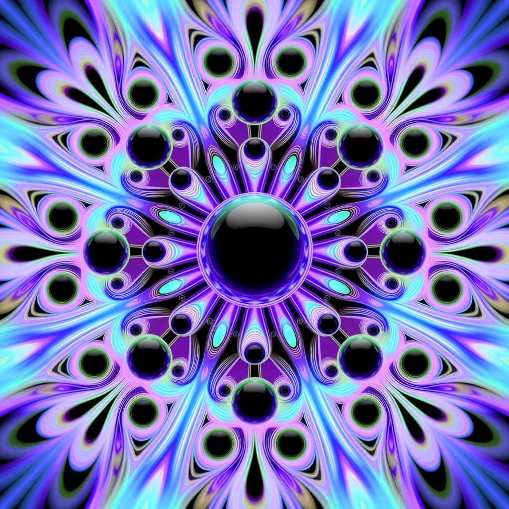 Cosmic Orbs in Surreal Neon Rivers