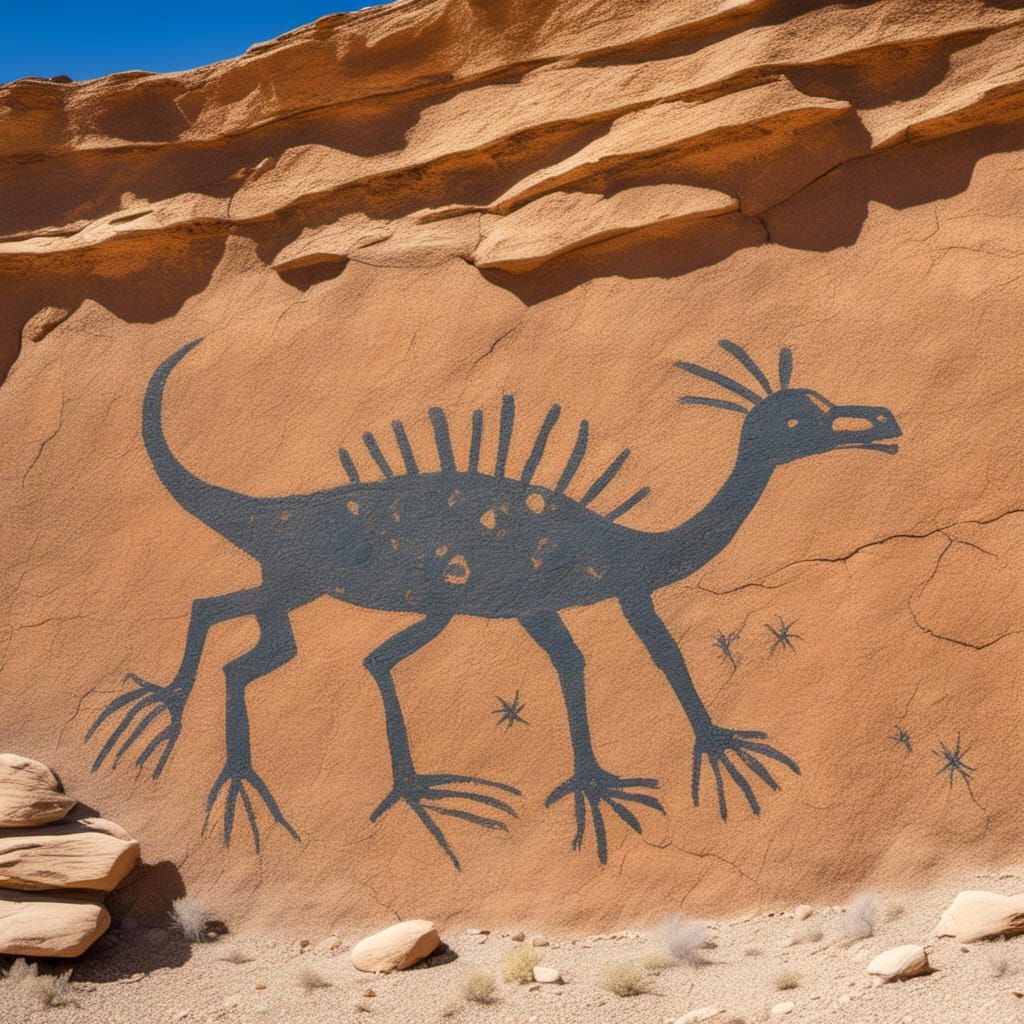 Nevada Desert Petroglyphs on Red Rock Wall