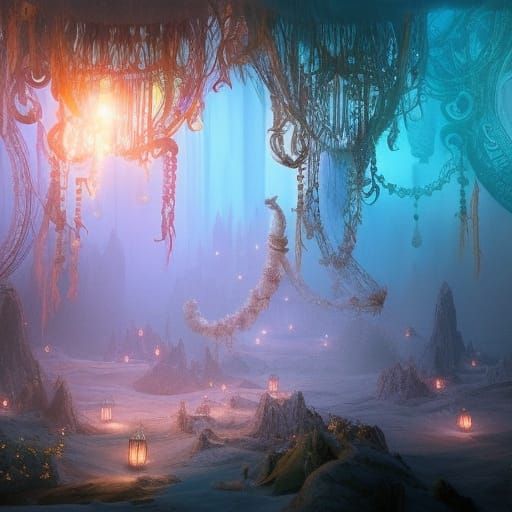 Glowing Dreamcatchers in a Maximalist Digital Painting