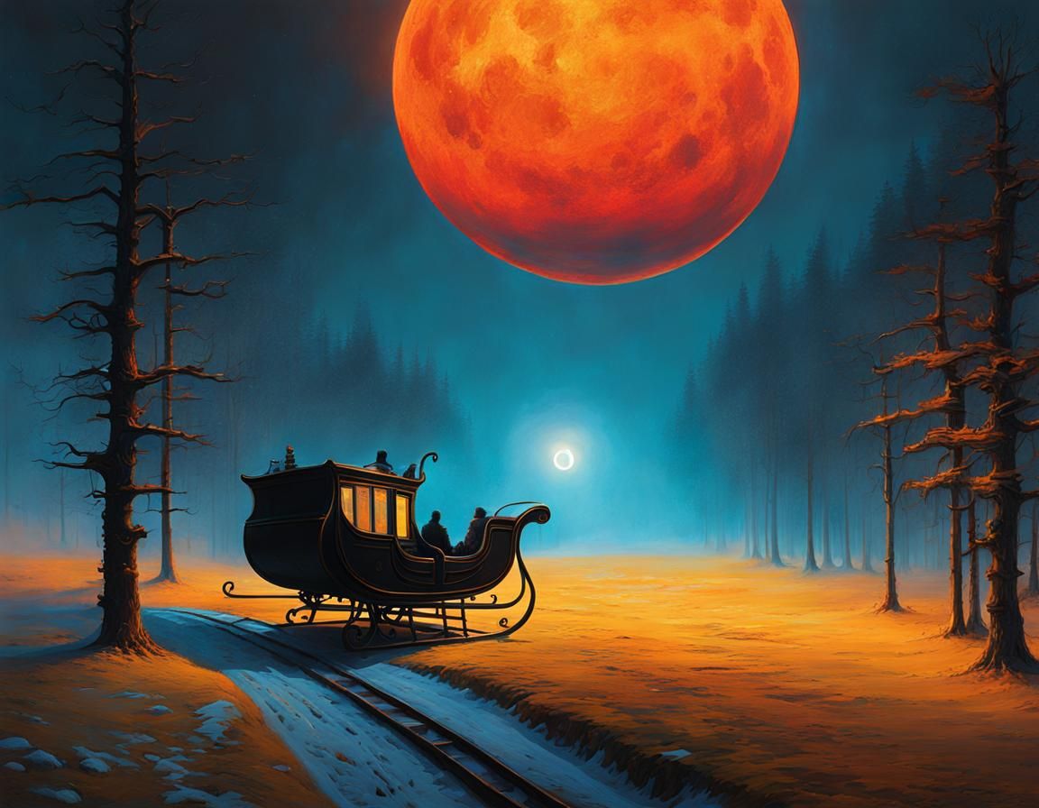 Cyberpunk Sleigh Ride in a Volumetric Horror Landscape