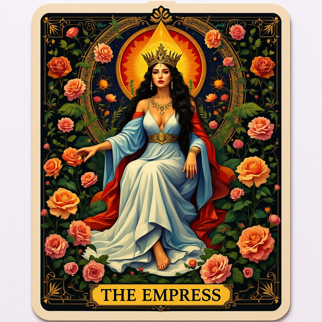 Geometric Empress Tarot Card in Vivid Colors