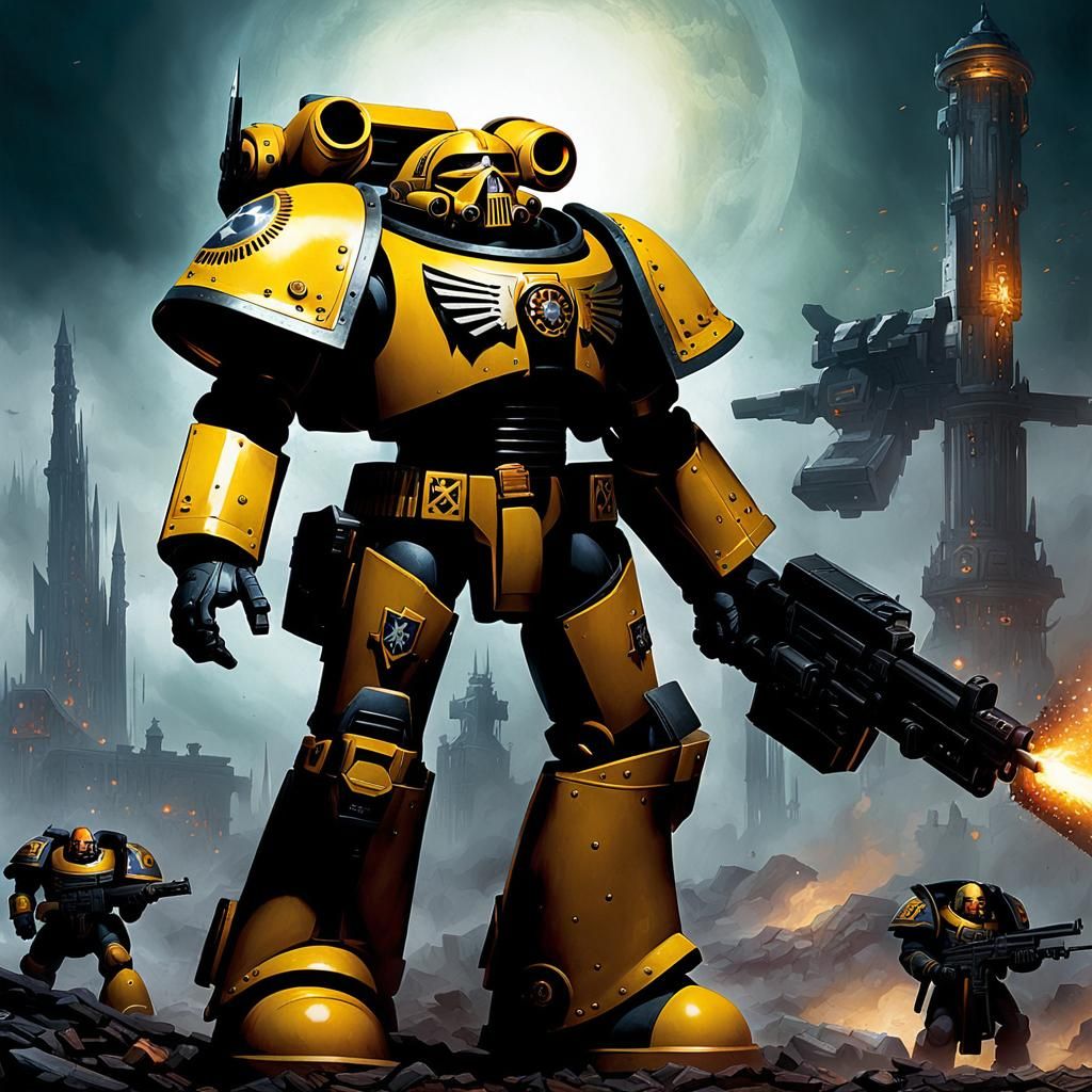 Deathwatch Space Marine in Ruined City