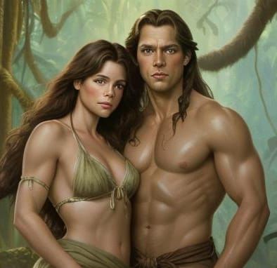 Tarzan and Jane Porter in Oil Painting Style