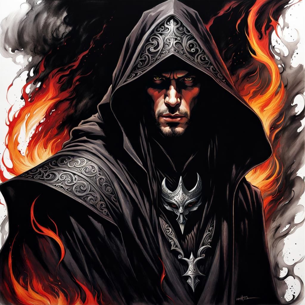 Creepy Dark Sorcerer Portrait in Gothic Art Style