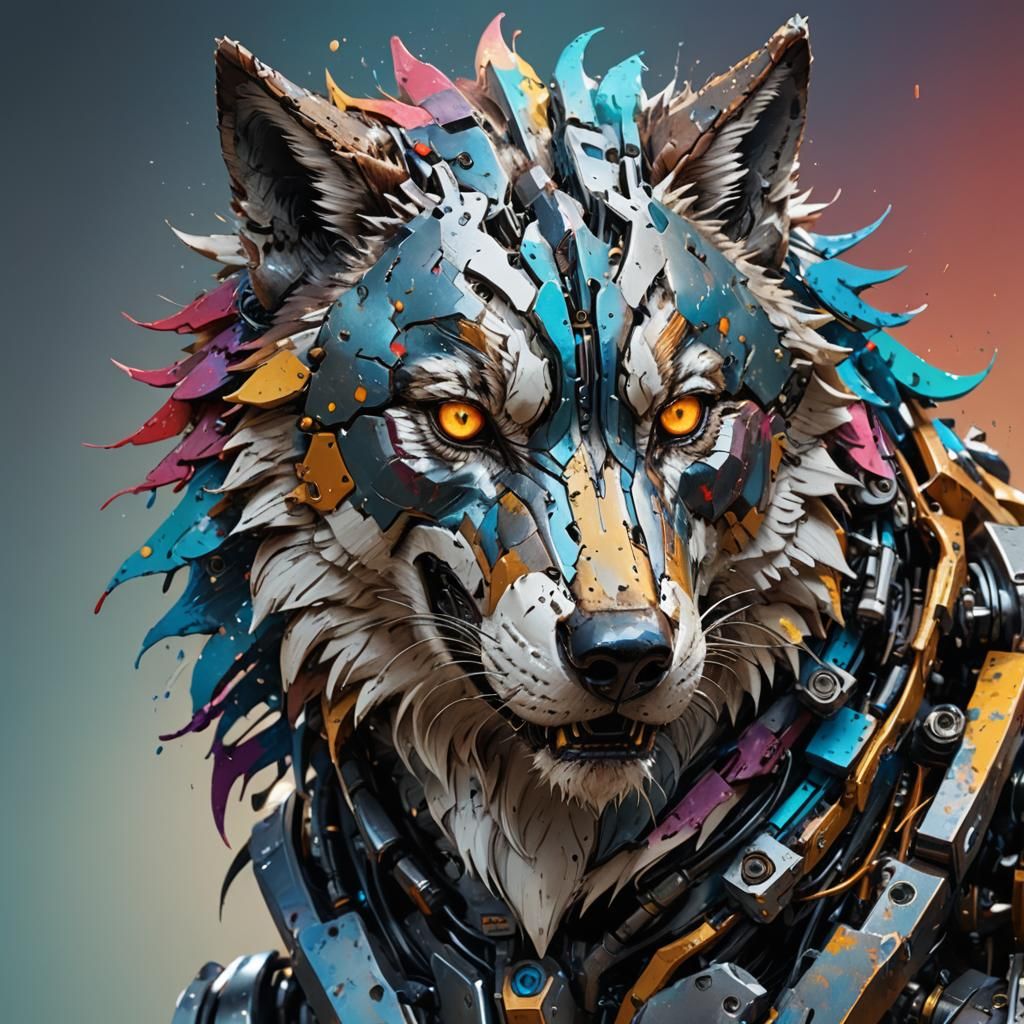 Hyperrealistic Robot Wolf Concept Art