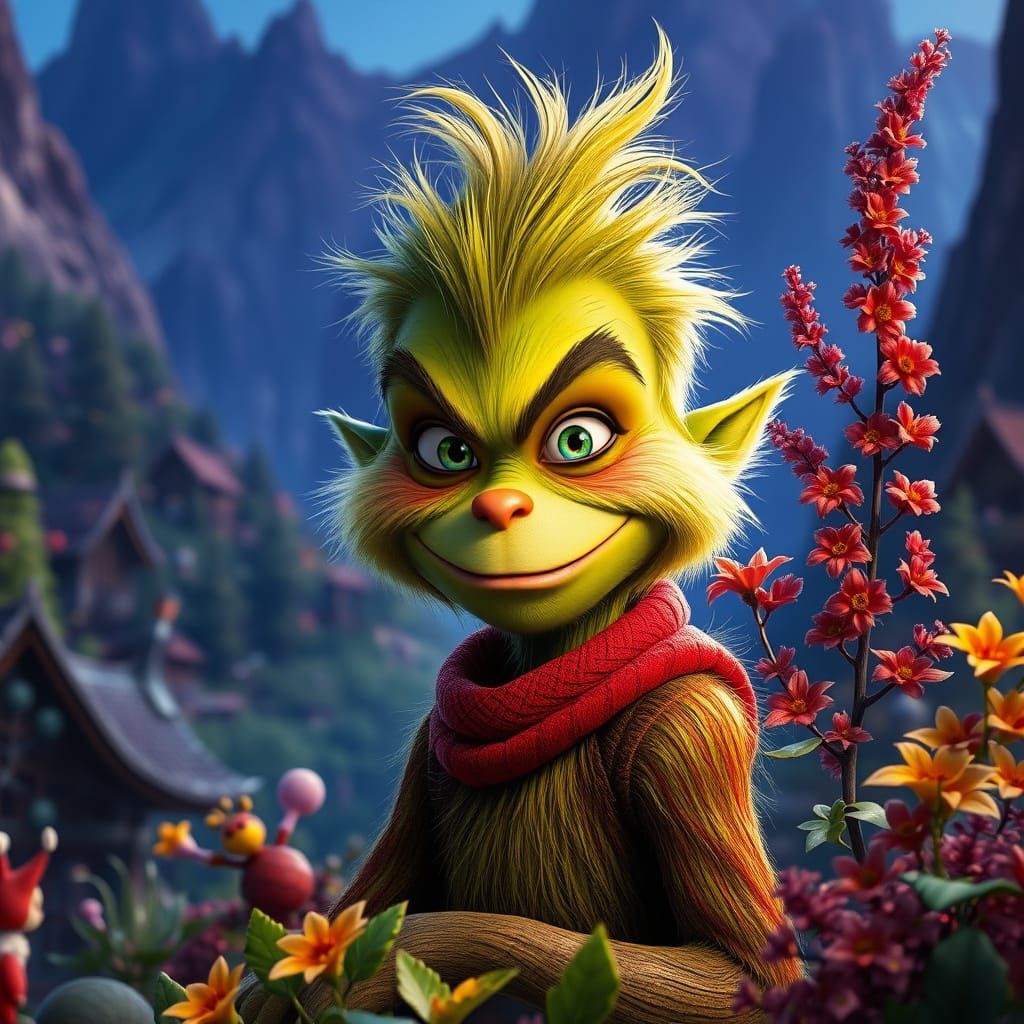 Young Grinch Boy in Whoville Wonderland