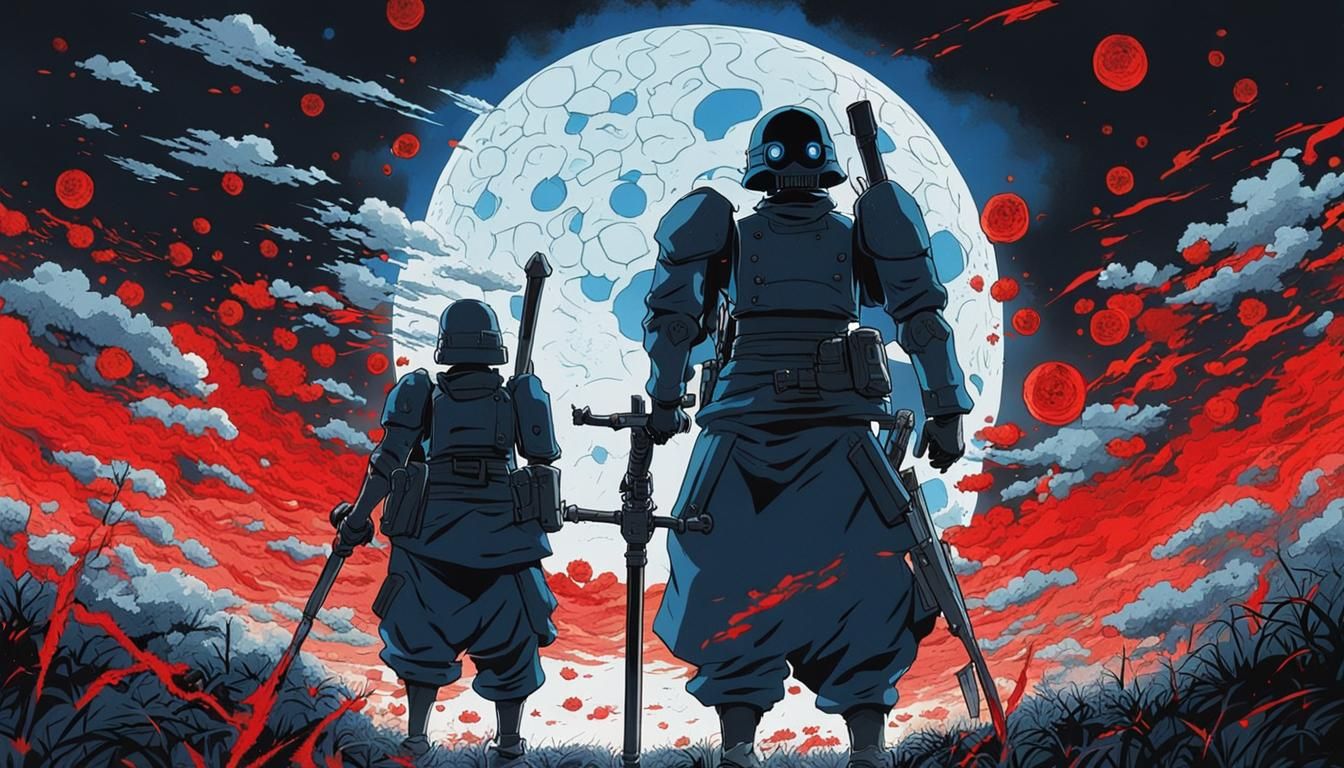 Futuristic Soldiers with Skull, Shonen Manga Style