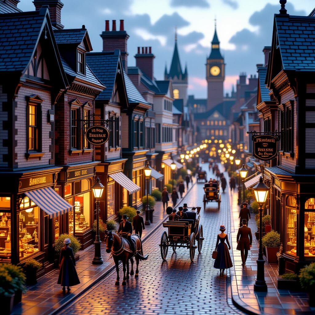 Victorian Street Diorama with 3D Unreal Engine Shading