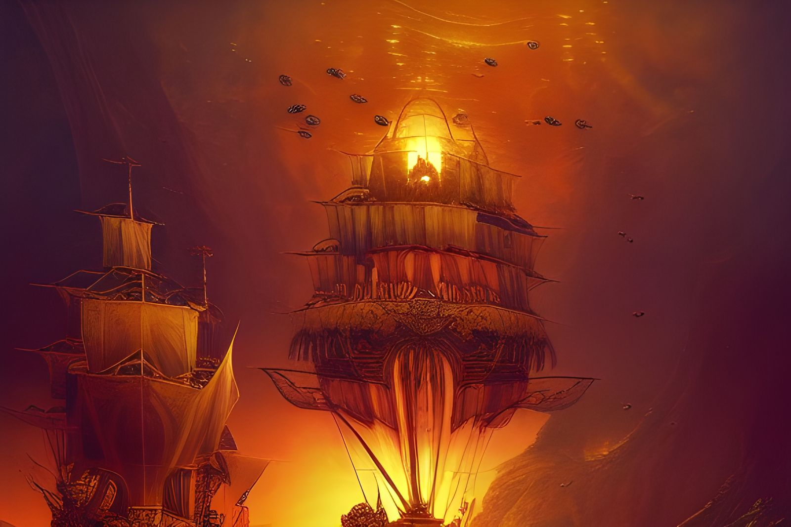 Honeybee Pirate Ship Digital Painting