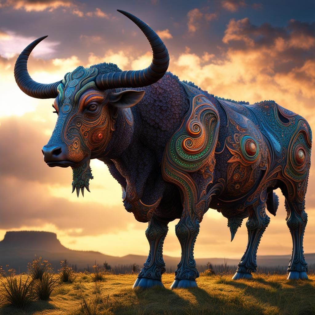 Psychedelic Fractal Cow: A Digital Art Masterpiece