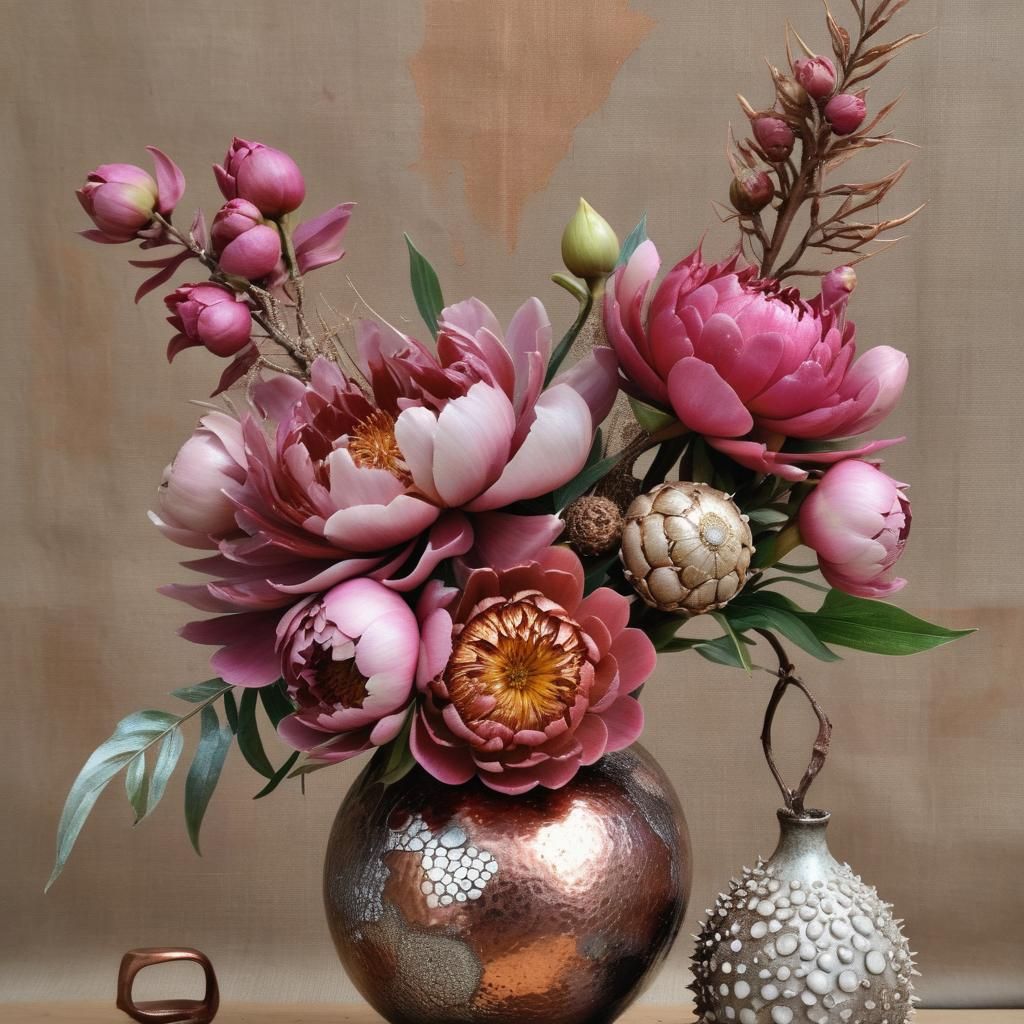 Ikebana Bouquet in Postmodern H.R. Giger-esque Style