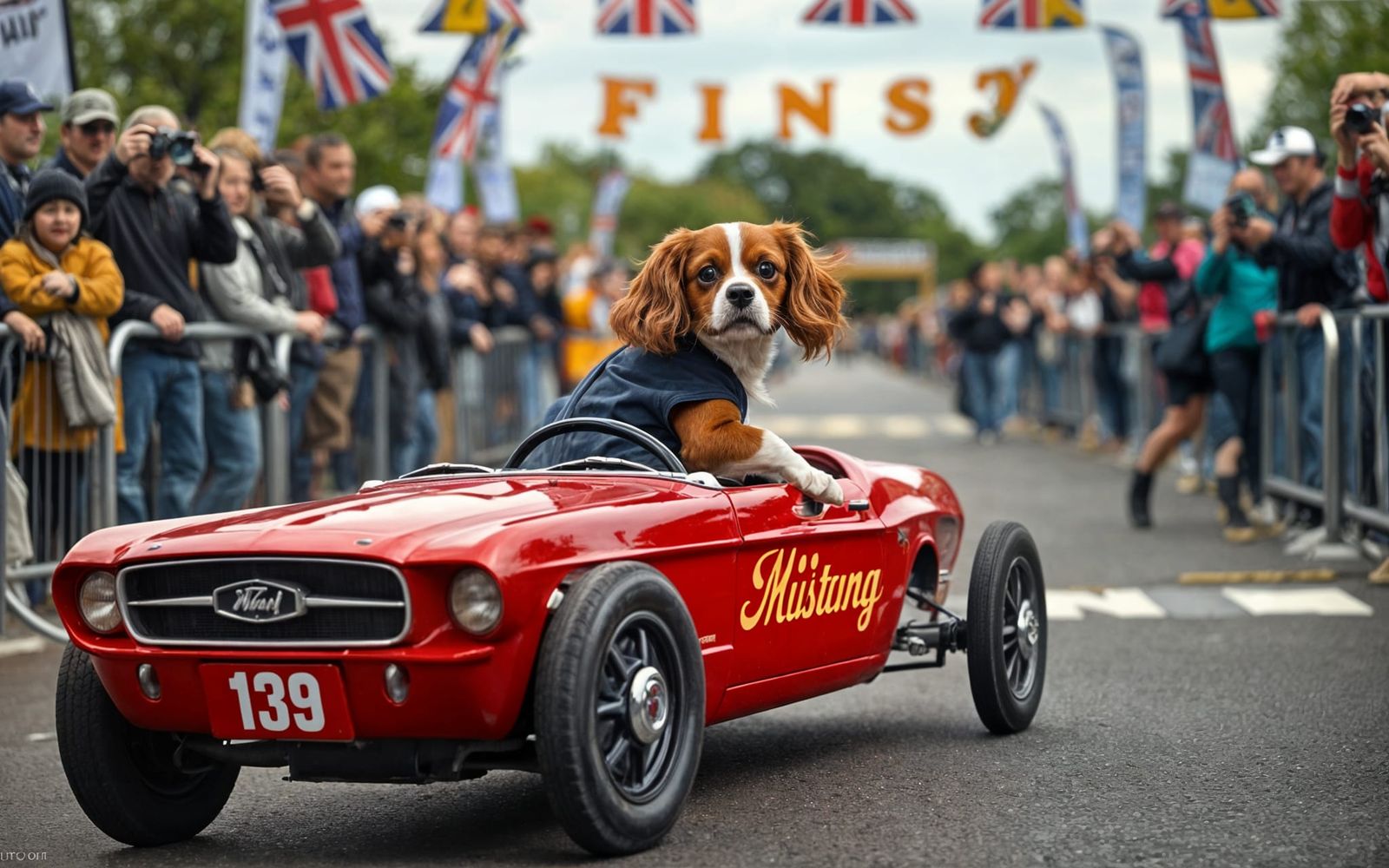 King Charles Spaniel Wins Soapbox Derby