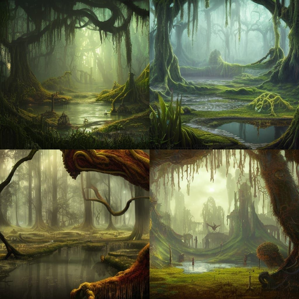 Magical Swamp Filled with Secrets: Matte Painting