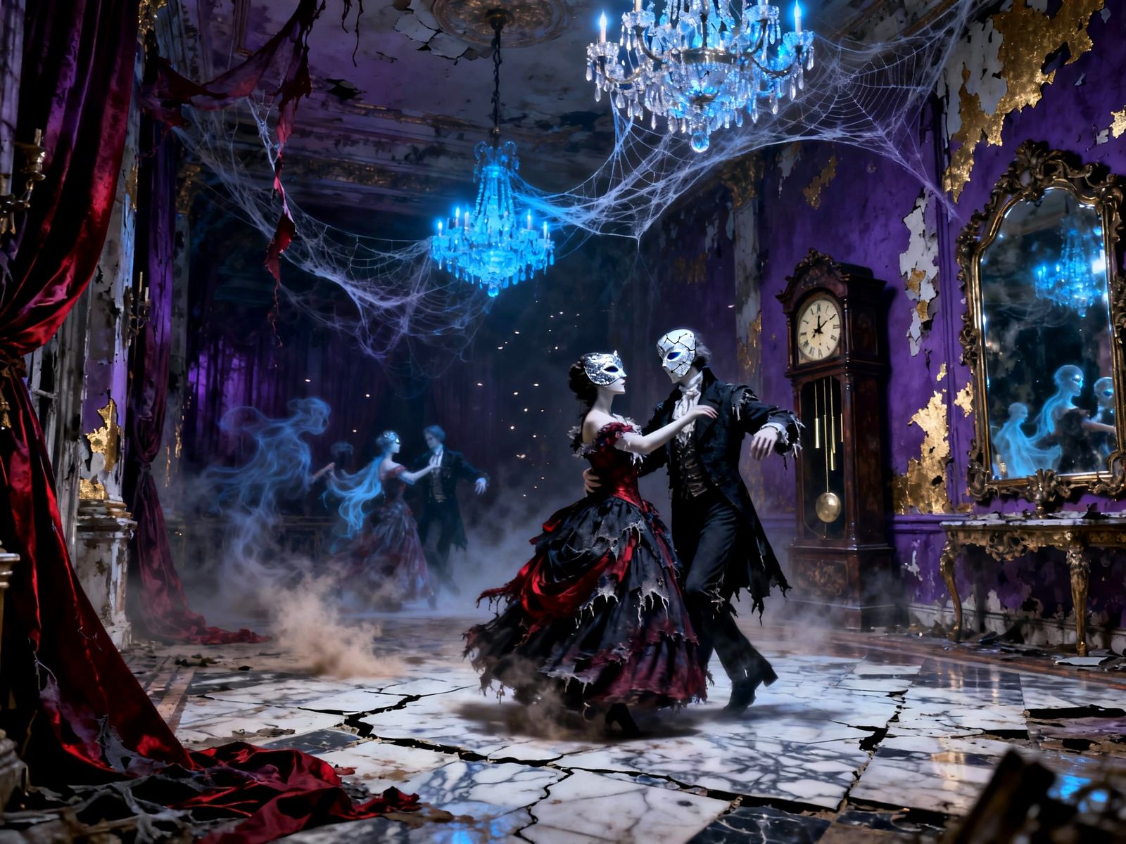 Haunted Masquerade Ball in Decaying Ballroom