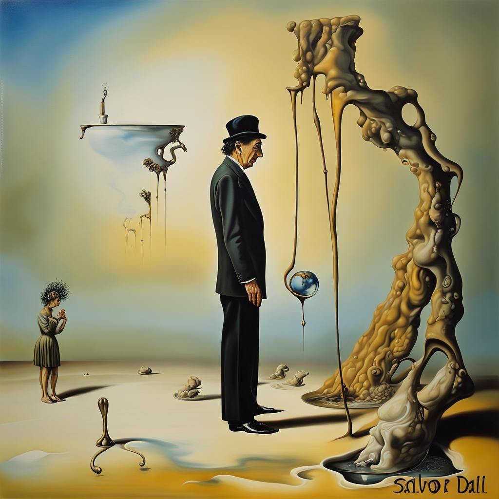 Surreal Kindness: A Melting Oil Painting in Dali Style