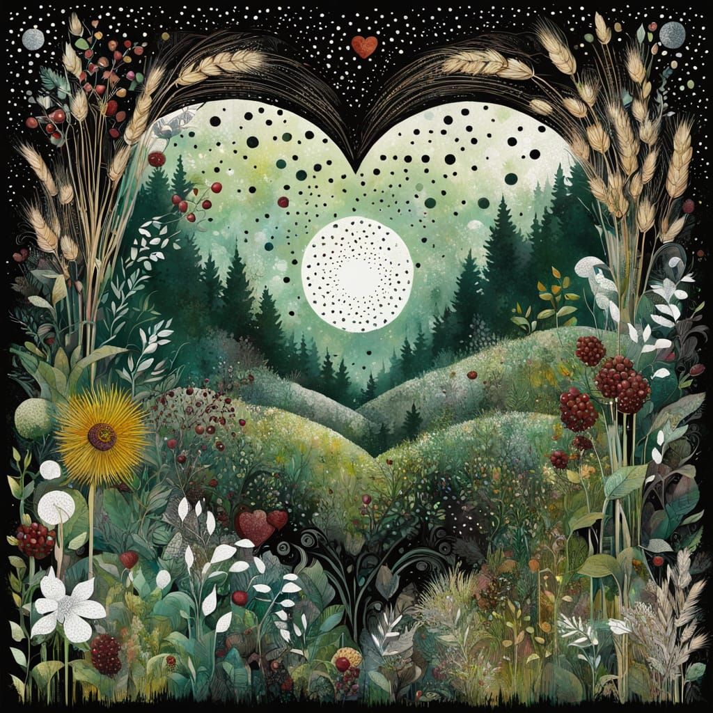 Vibrant Garden of Love in Whimsical Fantasy Style