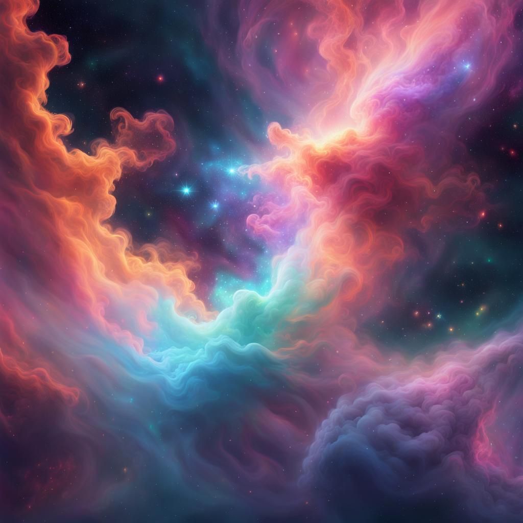 Glowing Space Elemental in Mystical Nebula