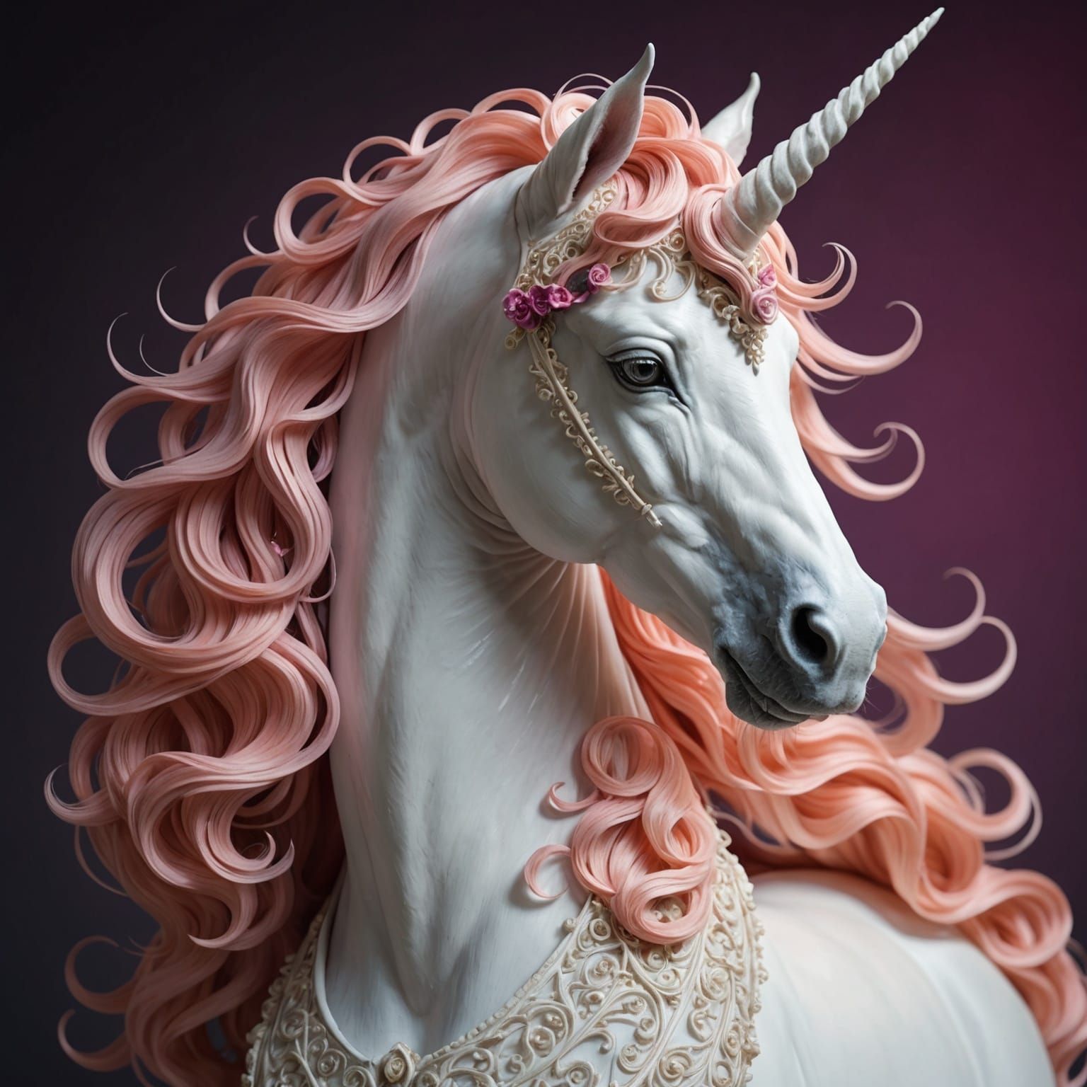 Ethereal Unicorn with Ombre Mane in Pre-Raphaelite Style