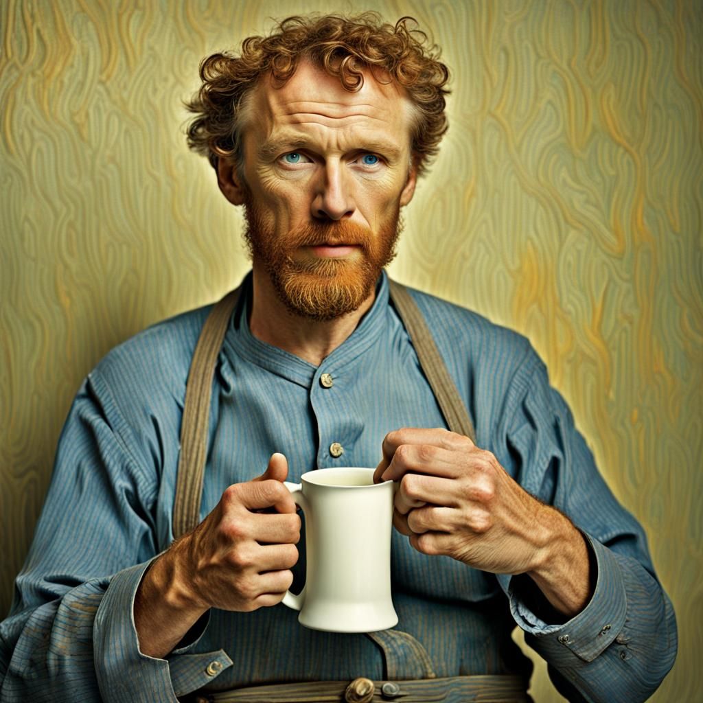 Drunk Van Gogh Portrait in Post-Impressionist Style