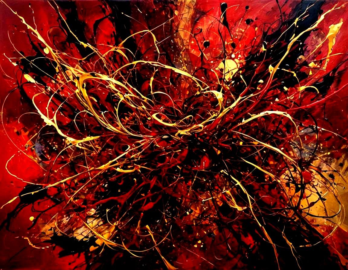Chaotic Abstract Oil Painting in Caravaggism Style