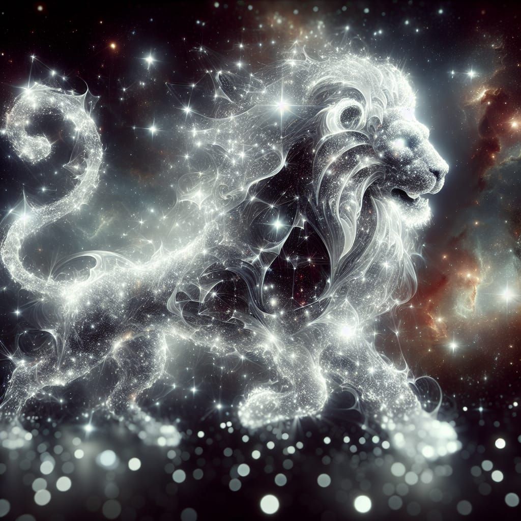 Radiant Leo Zodiac Sign in Galactic Space
