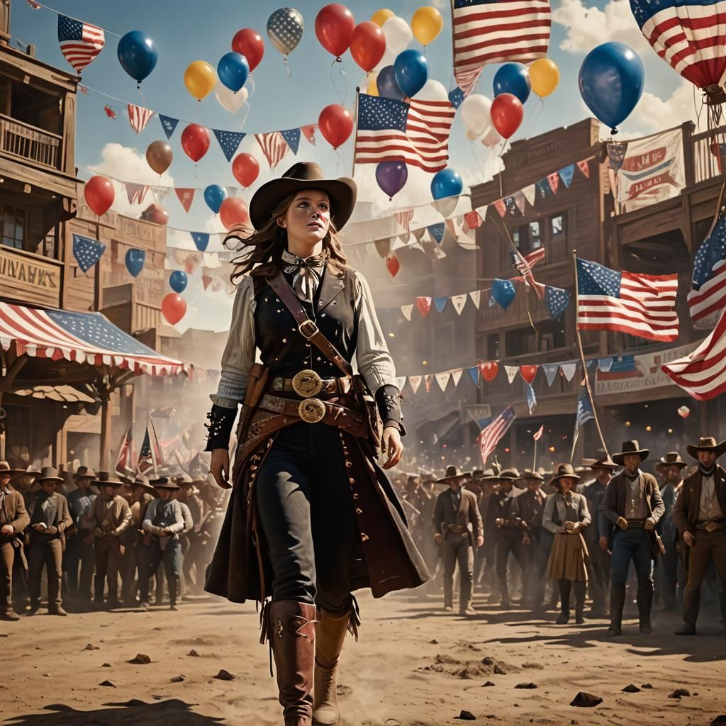 Annie Oakley in Wild West Arena, Matte Painting