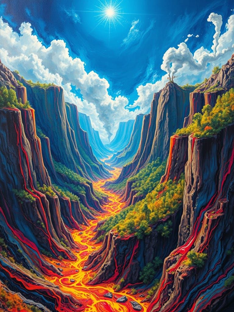 Molten Acrylic Landscape: Impossible Canyons of Paint