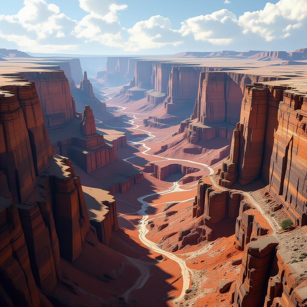 Geometric Canyon: A Photorealistic Sci-Fi Landscape
