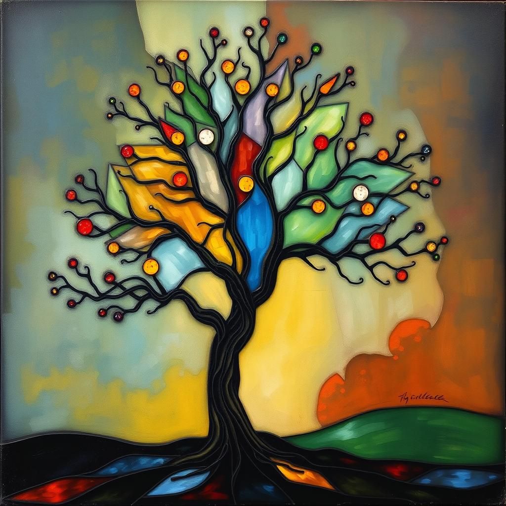 Surreal Stained Glass Tree Inspired by Dali