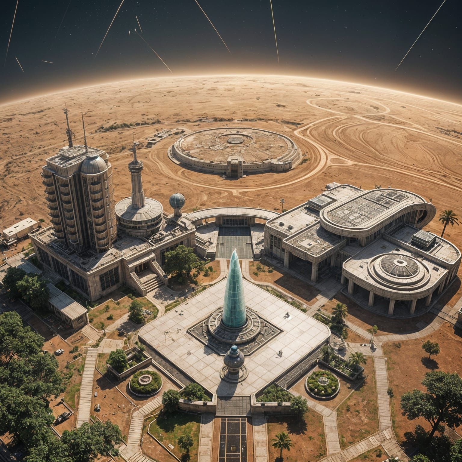 Futuristic City on Mars: Isometric Aerial View