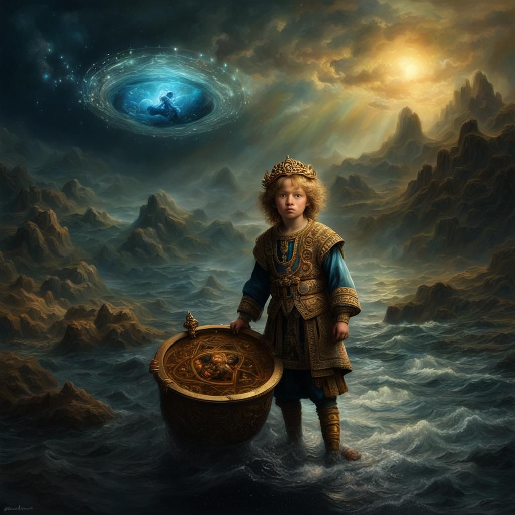 Aquarius Child Portrait in Rembrandt Style