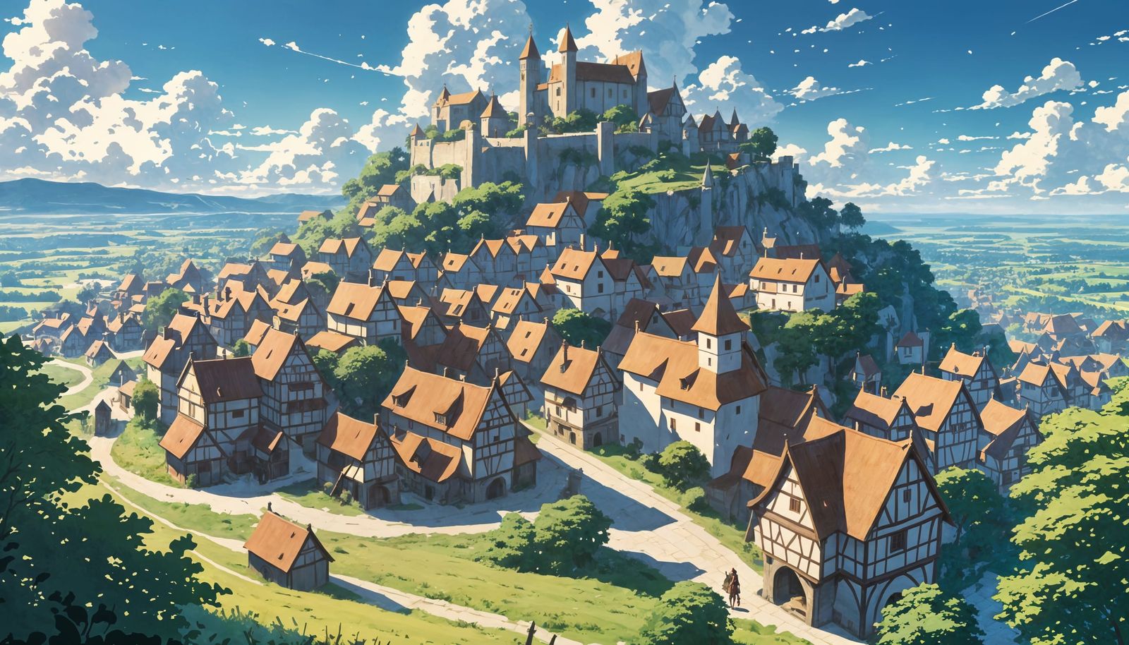 Medieval Fantasy Landscape with Magic Particles