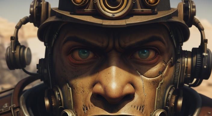 Steampunk Fallout Character Portrait in Hyperrealism