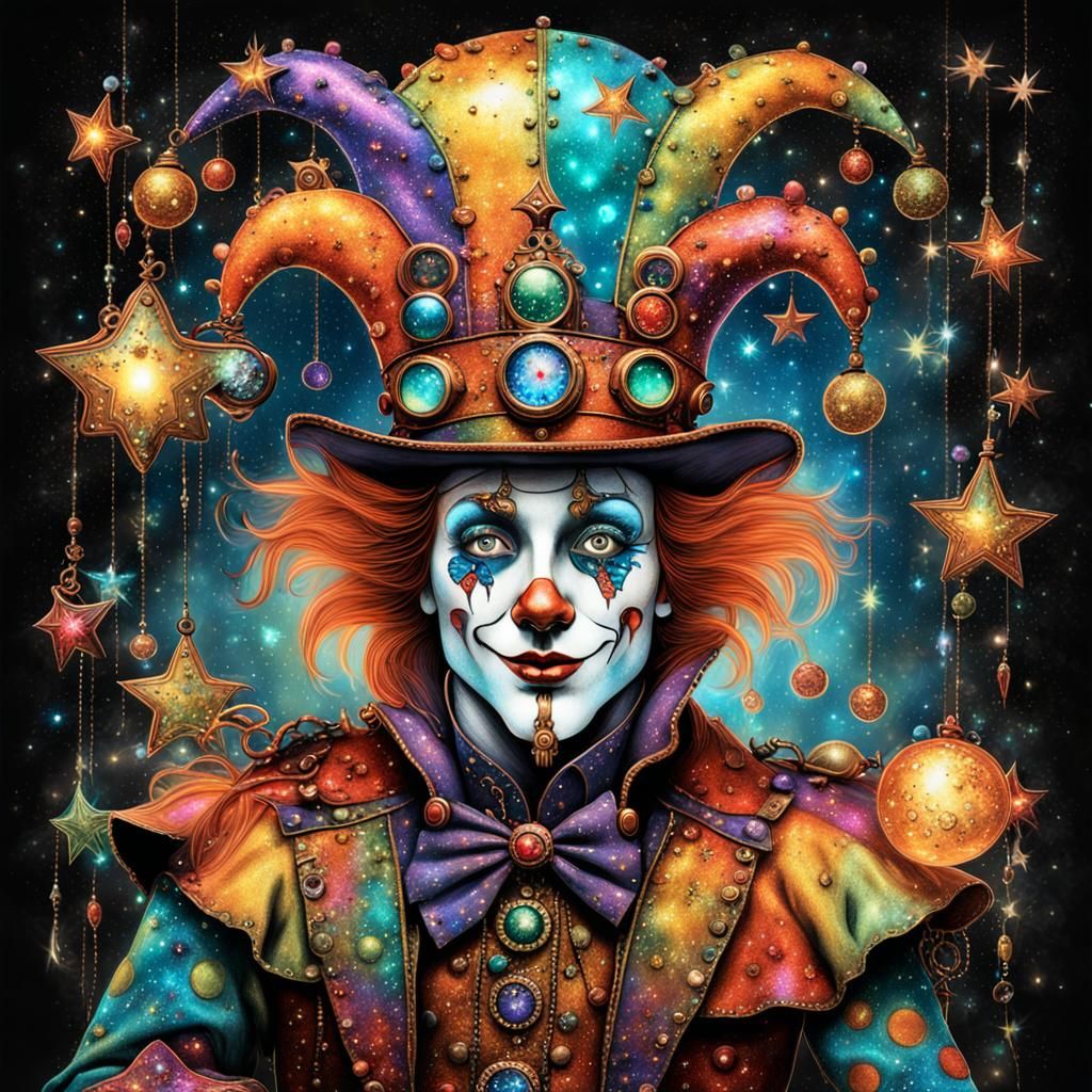Steampunk Court Jester with Stars as Digital Art