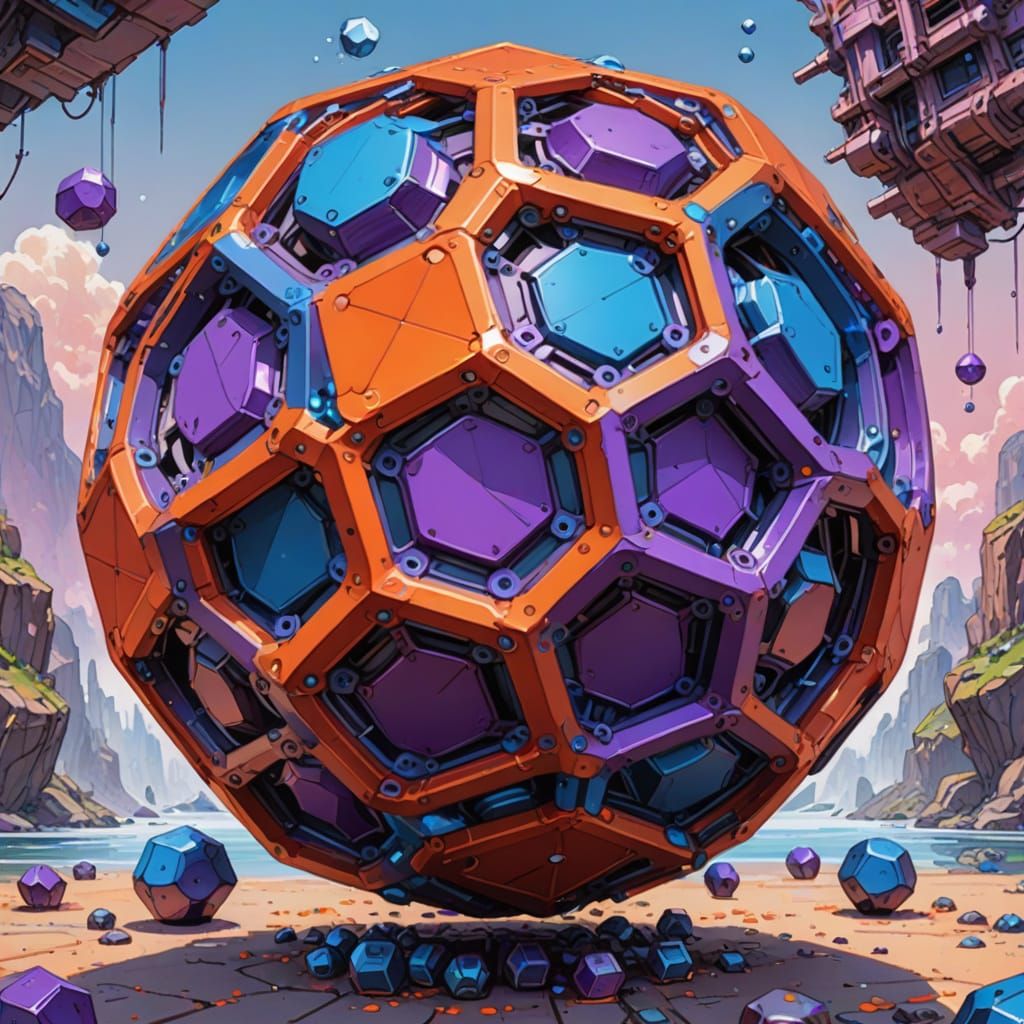 Dodecahedron Capsule Concept Art in Copic Marker Style