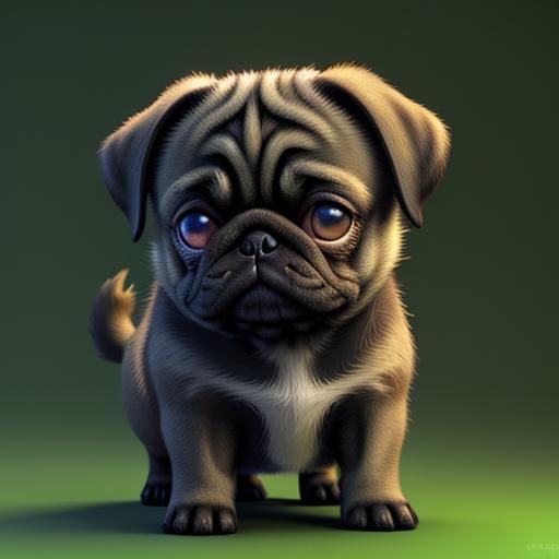Grumpy Grinch Puppy Pug in Pixar Style