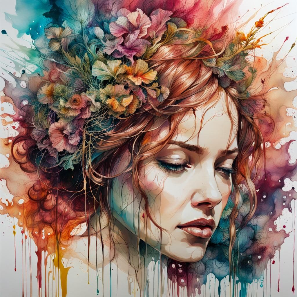 Organic Neurographic Art in Alcohol Ink Style