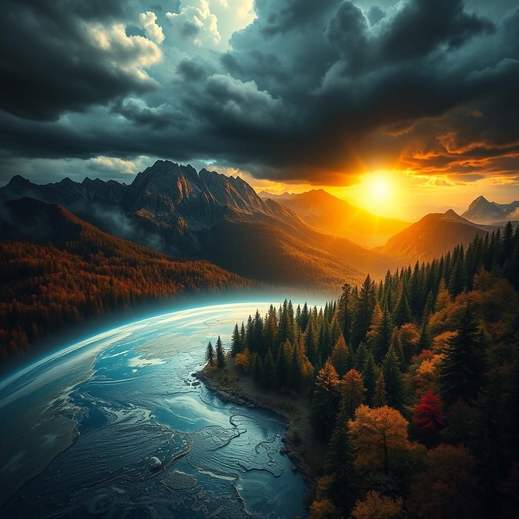 Surreal Earth Landscape Reflects Duality of Life