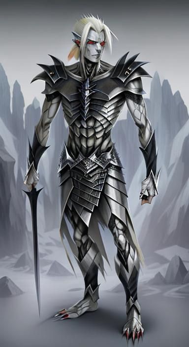 Icy Demon Portrait: Young Wight with Platinum Hair