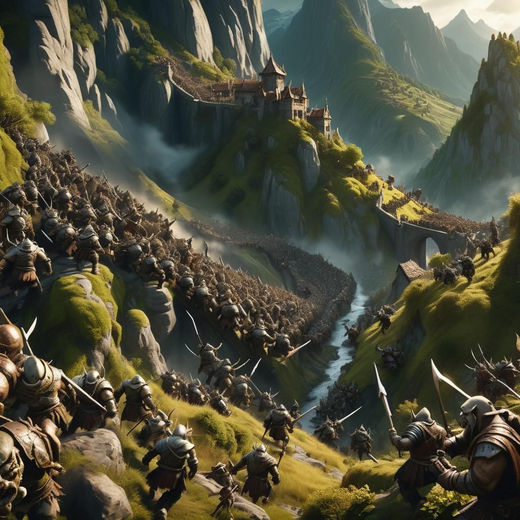 Orc Horde Charging in Sepia Matte Painting